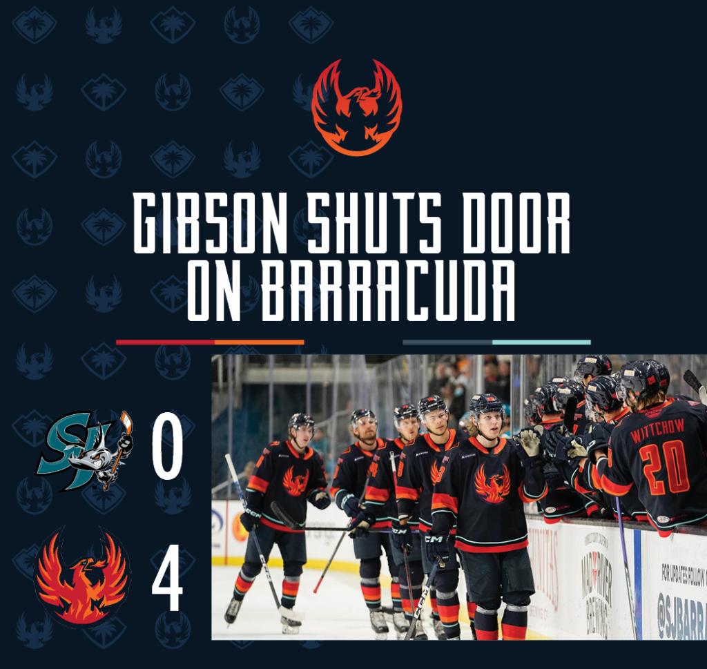 GIBSON SHUTS DOOR ON BARRACUDA IN 4-0 FIREBIRDS WIN