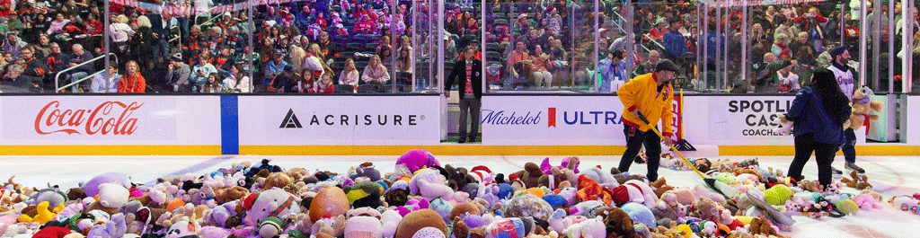 FIREBIRDS FANS TOSS 22,029 TEDDY BEARS DURING FOURTH ANNUAL TEDDY BEAR TOSS NIGHT