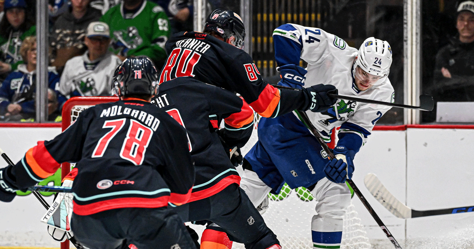 EVERS AND MIETTINEN SCORE FIRST AHL GOALS IN 7-3 LOSS TO CANUCKS ...